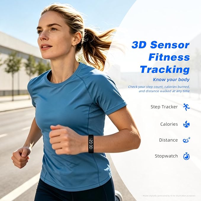 Vibrating Alarm Clock Wristband & Sport Pedometer