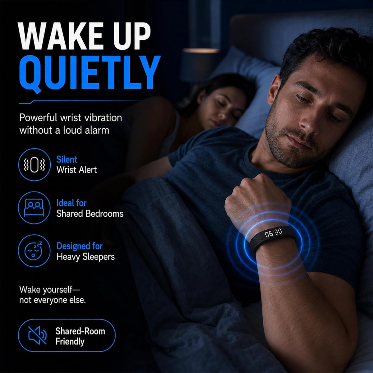 Vibrating Alarm Clock Wristband & Sport Pedometer