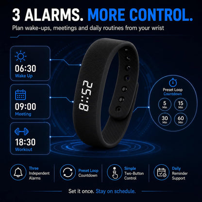 Vibrating Alarm Clock Wristband & Sport Pedometer