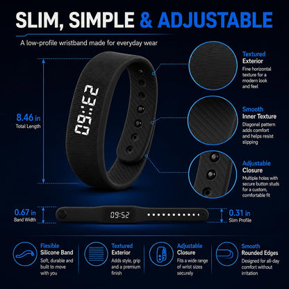 Vibrating Alarm Clock Wristband & Sport Pedometer