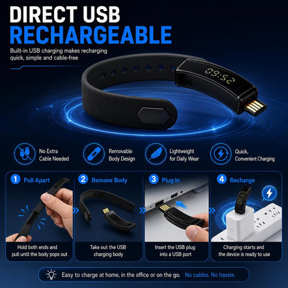 Vibrating Alarm Clock Wristband & Sport Pedometer