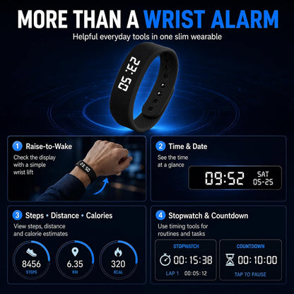 Vibrating Alarm Clock Wristband & Sport Pedometer